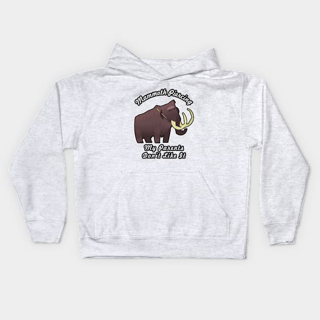 🦖 Rebellious Woolly Mammoth Loves His Mammoth Piercing Kids Hoodie by Pixoplanet